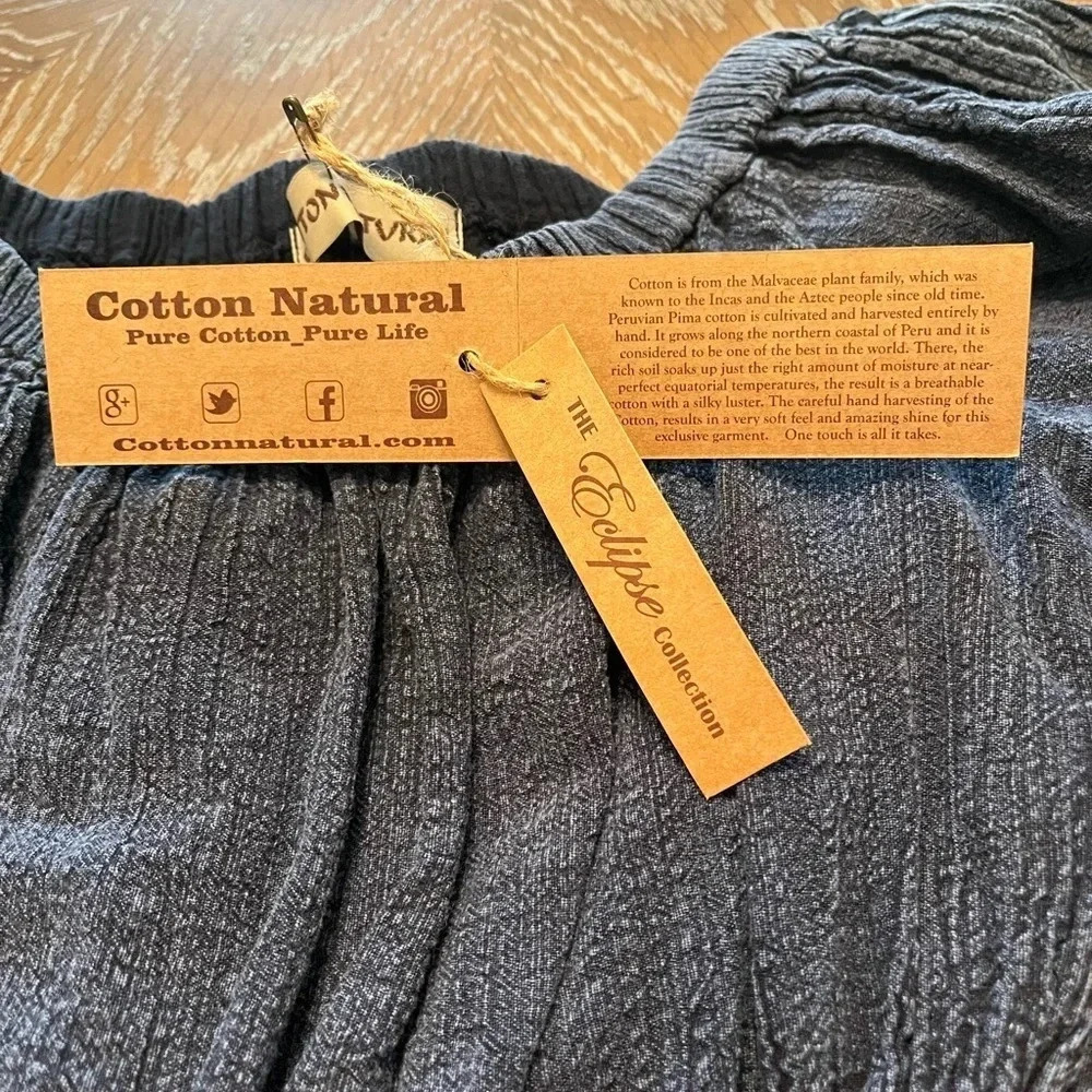 Natural Cotton FLARE MIDNIGHT BLUE OFF-SHOULDER cropped top long sleeve size M - Picture 14 of 16